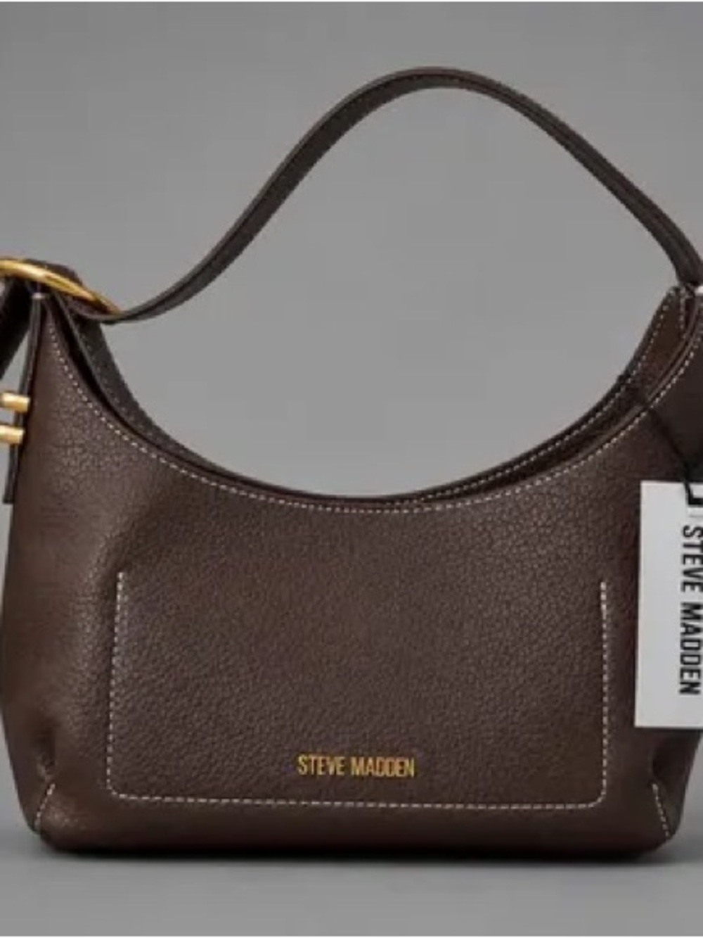Steve Madden  Brown Pebble Leather Shoulder Bag